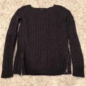 American Eagle Cable Zipper Sweater in Purple